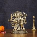 Intricate Superfine Brass Panchmukhi Hanuman Idol 6" | Divine Strength & Blessings | 0.8 kg Detailed Statue | 5" Width, 4.5" Depth | Enhance Sacred Space